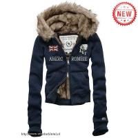 dames abercrombie fitch fur hooded outwear zip flag koningsblauw Outlet Eindhoven 6re9e975